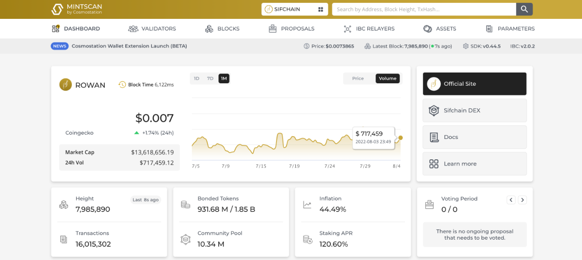 cosmos sifchain data