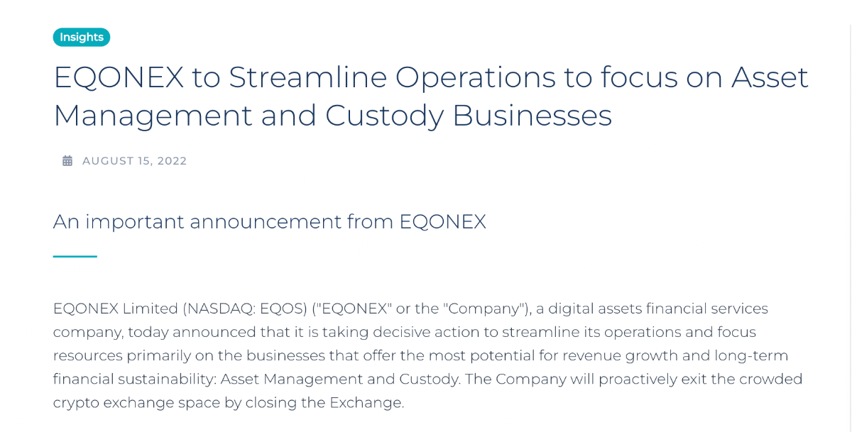 thông báo của eqonex
