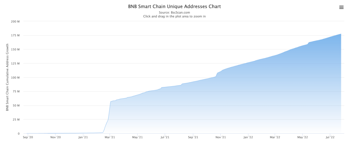 bscscan unique addresses chart