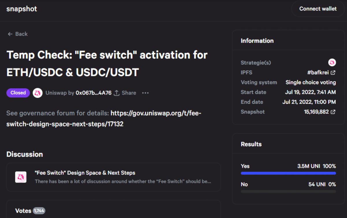 uniswap the fee switch week 29