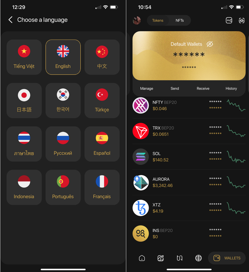 coin98 wallet language